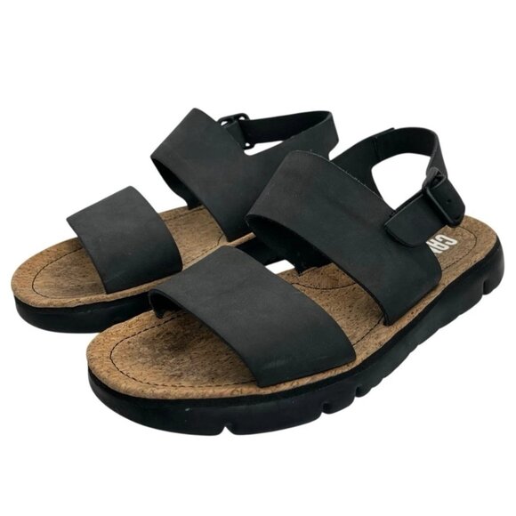 Camper Oruga Size 39 US 8.5 Womens Shoes Sandals Black Calfskin Leather EUC - Picture 1 of 7